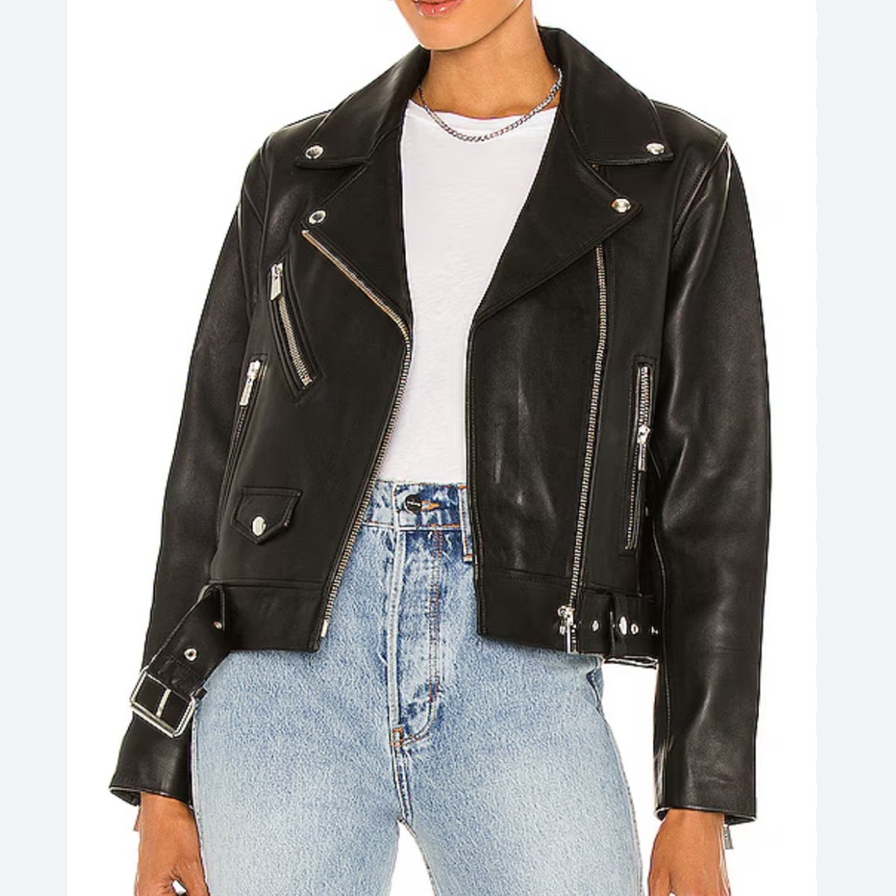 NWT Anine Bing Benjamin Leather Moto Jacket in Black Sz XS